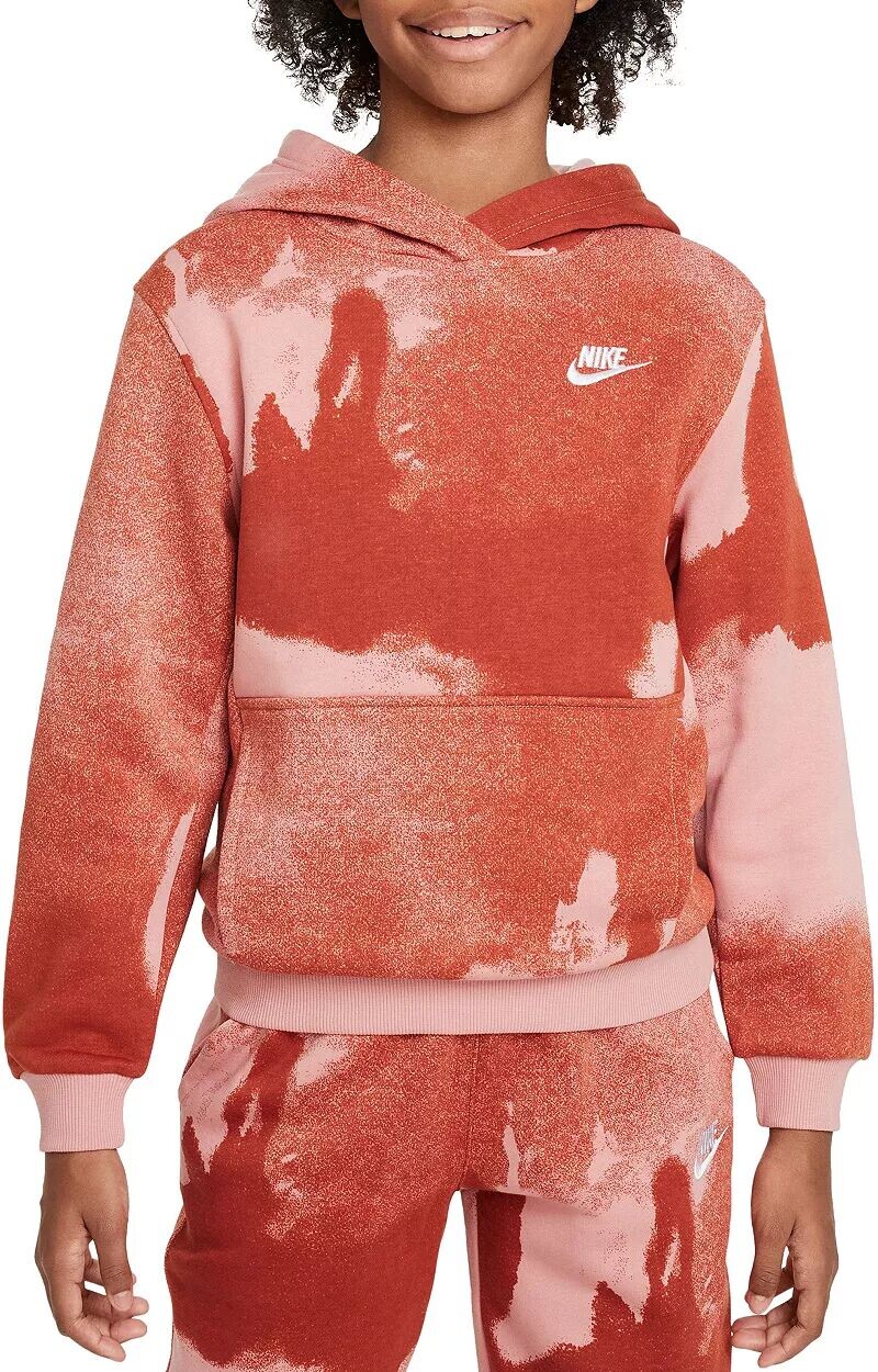 

Флисовый пуловер с капюшоном Nike All Kids Fit Sportswear Club, красный