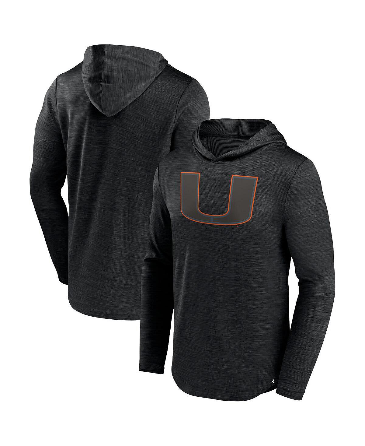 

Мужская футболка с капюшоном с логотипом Heather Black Miami Hurricanes Transitional Fanatics