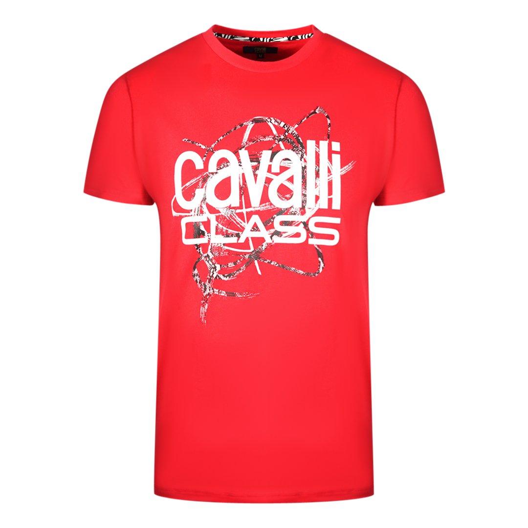 цена Красная футболка Snake Skin Scribble Cavalli Class, красный
