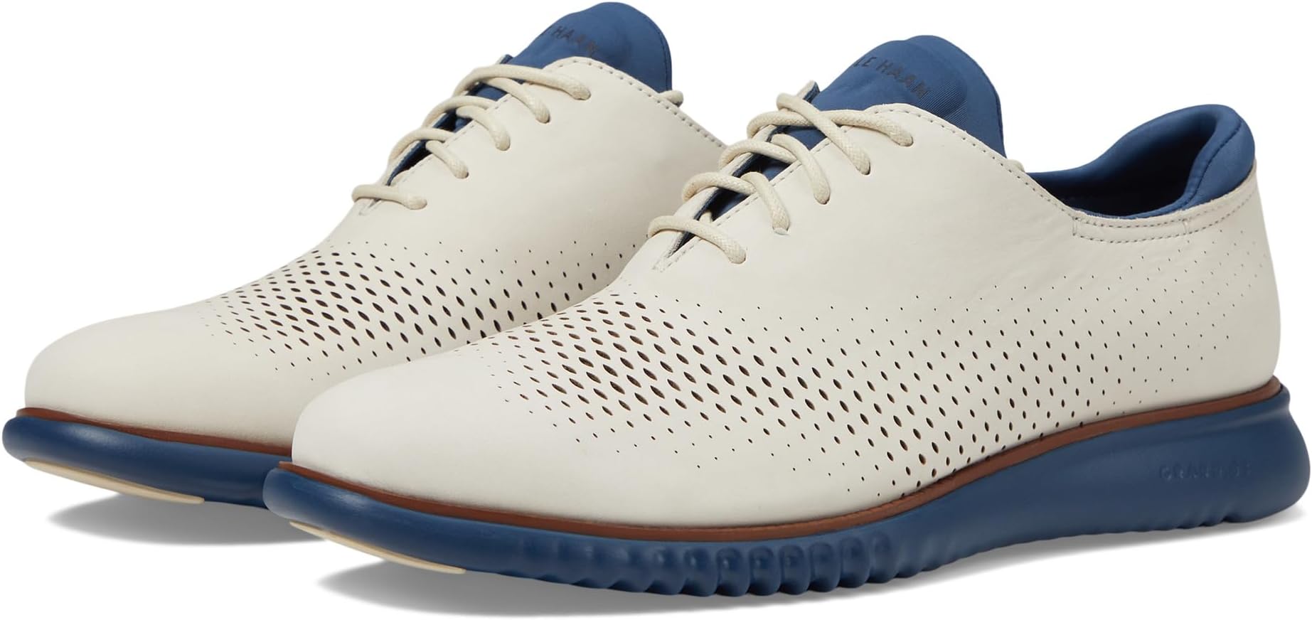 

Оксфорды 2.Zerogrand Laser Wing Tip Oxford Lined Cole Haan, цвет Birch Nubuck/Ensign Blue