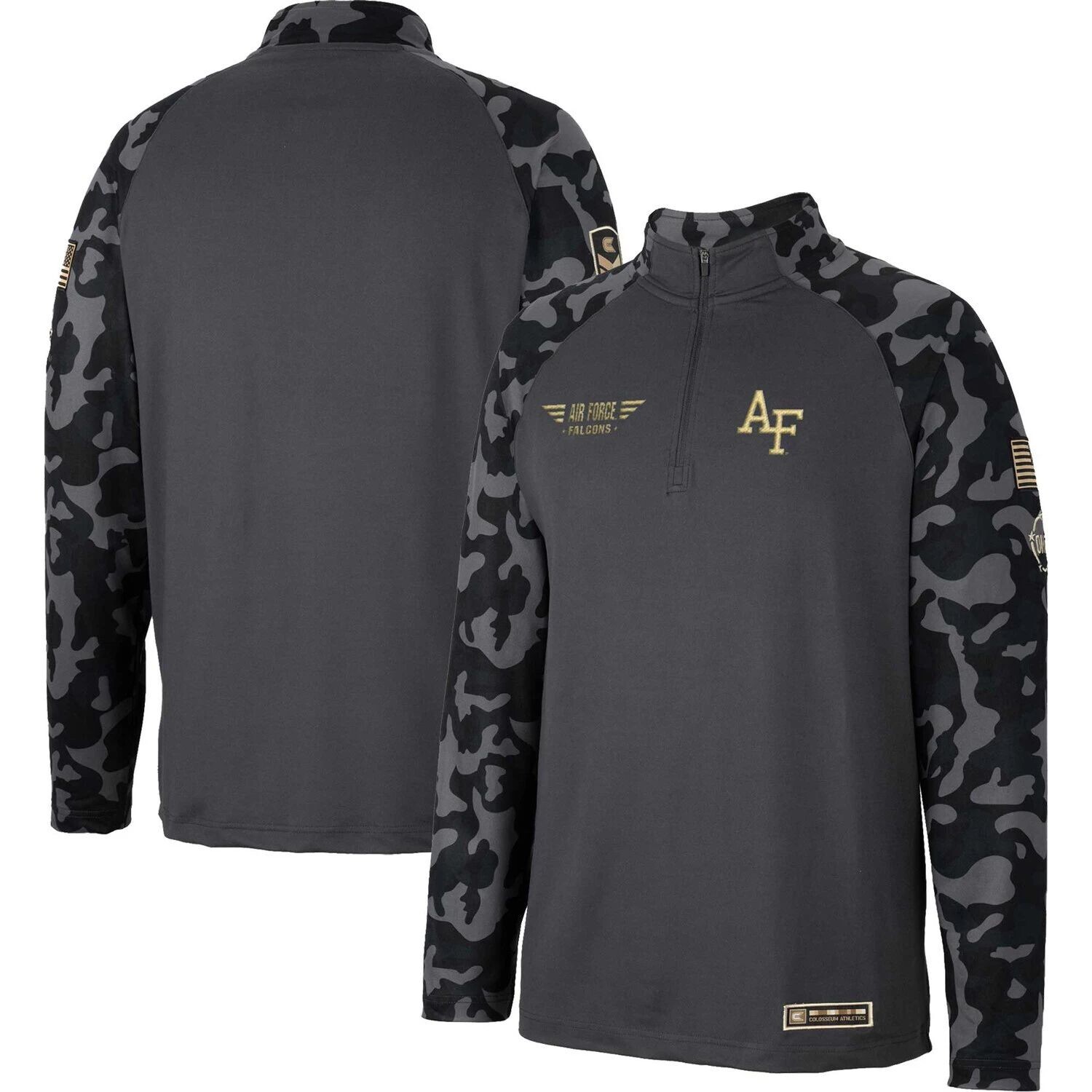 

Мужская темно-серая куртка Air Force Falcons OHT Military Appreciation Long Range с молнией на четверть длины реглан Colosseum, Серый