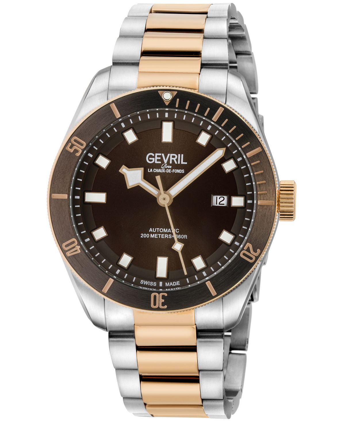 цена Мужские швейцарские автоматические часы Yorkville с двухцветным браслетом из нержавеющей стали, 43 мм Gevril