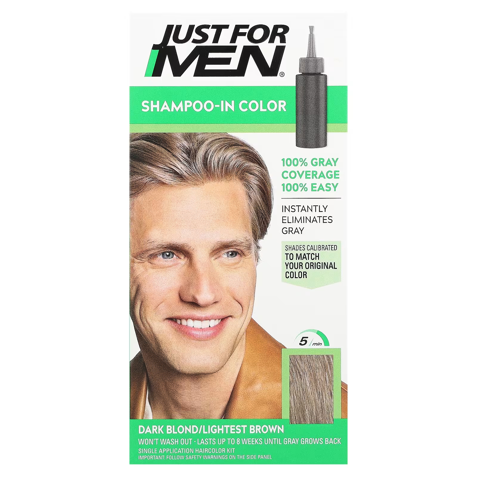 Набор для окрашивания волос «только для мужчин» с шампунем H-15 «Темно-русый/Светлый коричневый» для однократного применения Just for Men