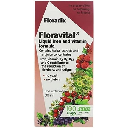 Floradix Floravital Жидкая формула с железом и травами 500 мл, Salus Health Range