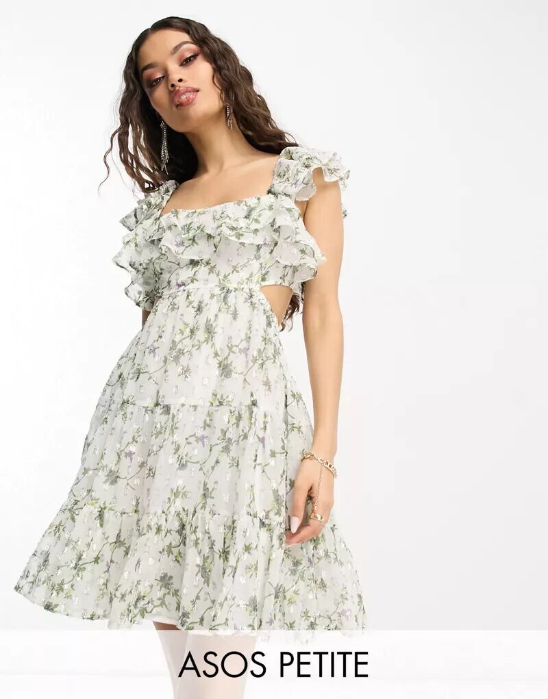 

Платье мини с плиссированной юбкой и оборками ASOS DESIGN Petite