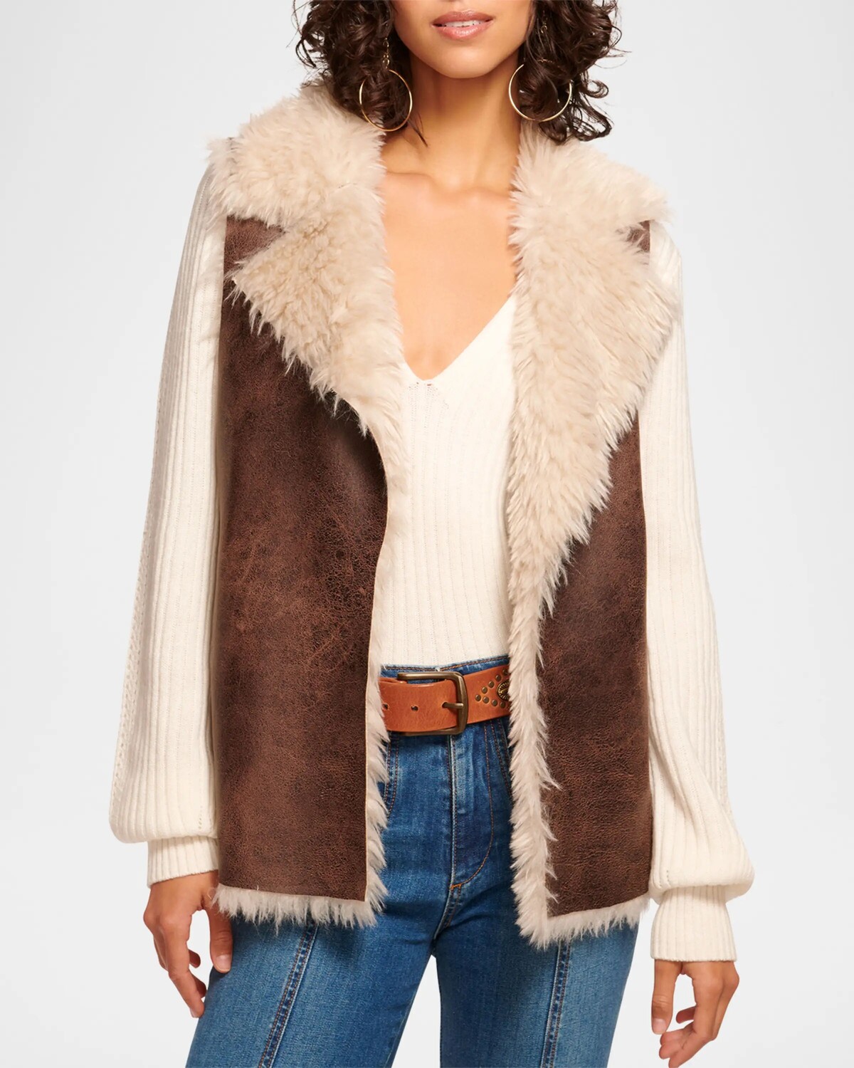 

Двусторонний жилет из искусственной кожи Finney Ramy Brook, цвет Desert Brown Shearling