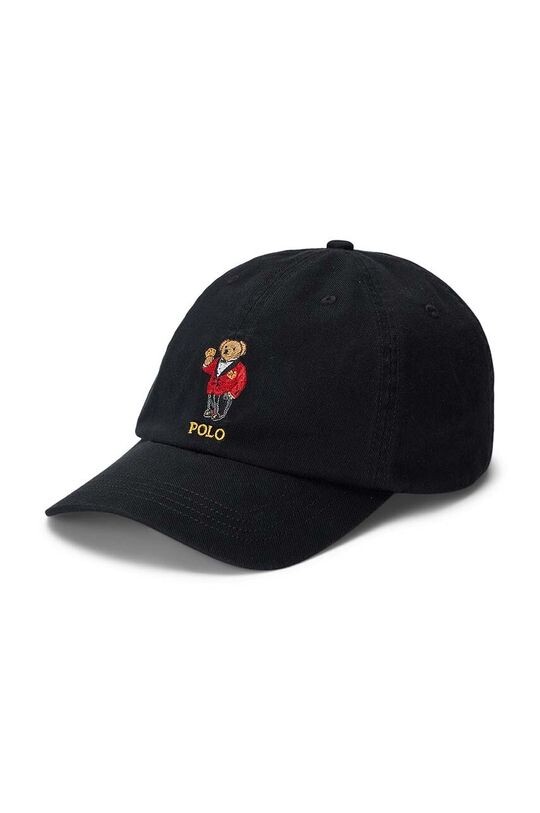 

Детская хлопковая шапка с козырьком Polo Ralph Lauren, черный