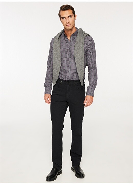 

Мужская рубашка Slim Fit с воротником на пуговицах бордово-красная - серая Beymen Business