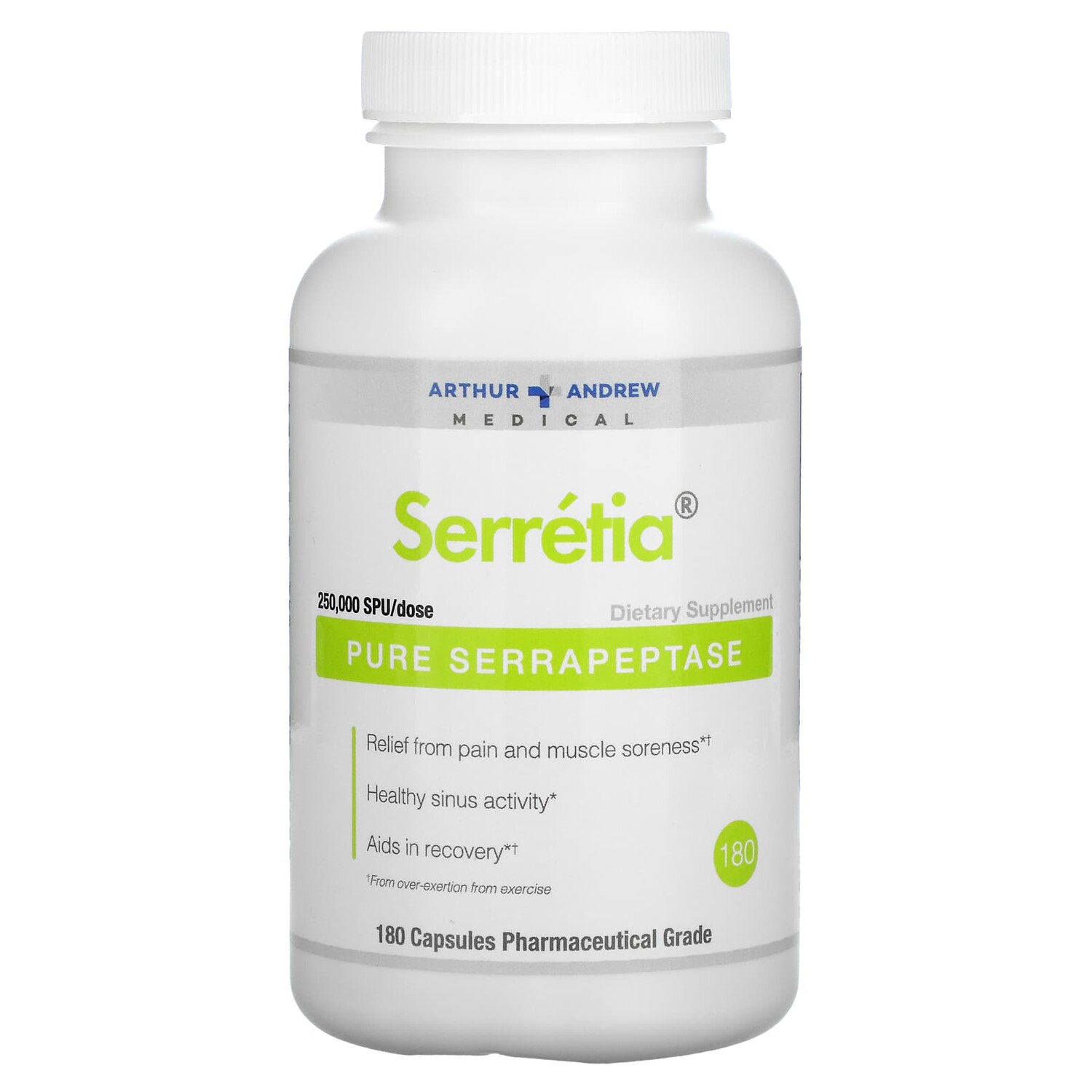 

Serretia, чистая серрапептаза, 500 мг, 180 капсул, Arthur Andrew Medical
