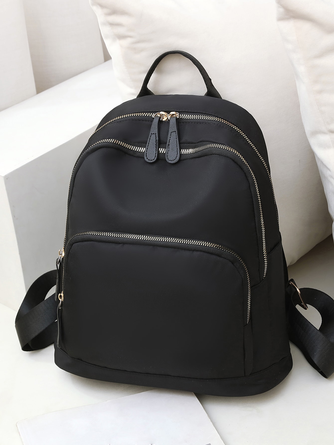 Водонепроницаемый, легкий минималистичный рюкзак с двойной молнией, черный