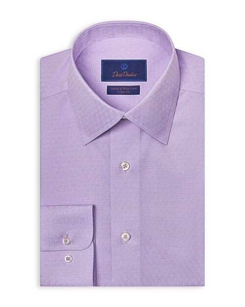 

Рубашка в клетку Trim Fit Dobby с микроклеткой, устойчивая к морщинам David Donahue, цвет Purple