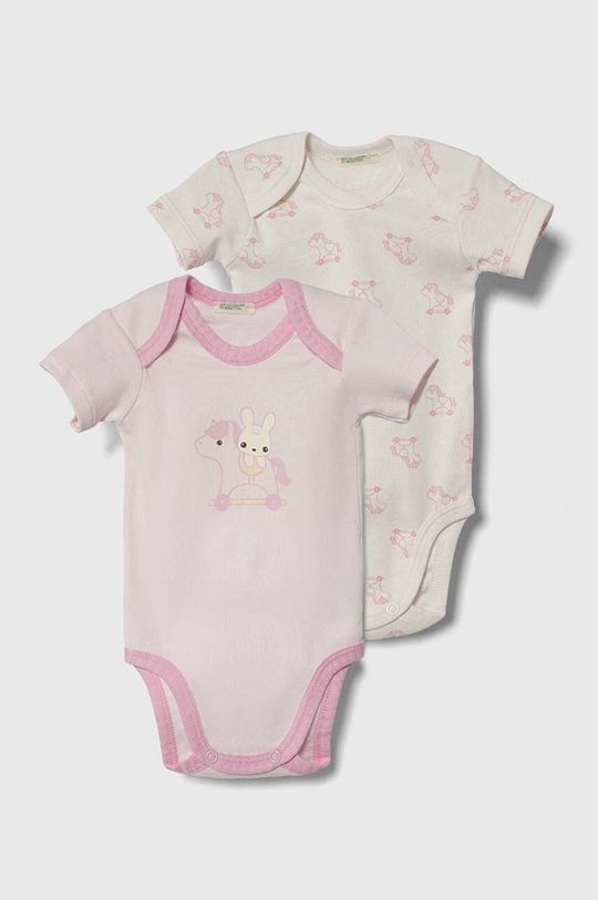 2 комплекта хлопкового боди для новорожденных и малышей United Colors of Benetton, розовый