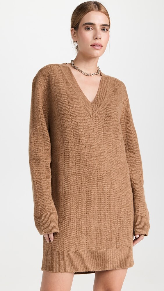 

Платье мини Rag & Bone Durham Herringbone Cashmere, кэмел