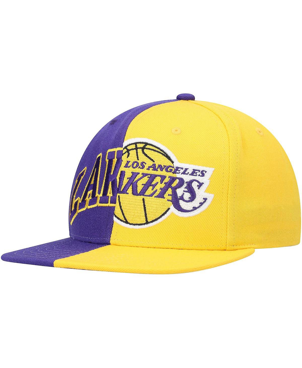 Мужская фиолетово-золотая кепка Los Angeles Lakers Half and Half Snapback Mitchell & Ness