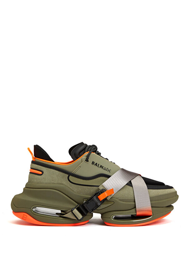 

Мужские кожаные кроссовки b bold khaki orange Balmain