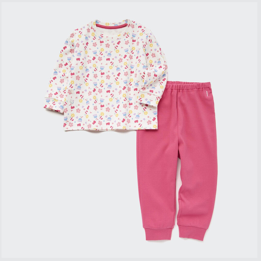 

Пижама Uniqlo эластичная с длинными рукавами, розовый