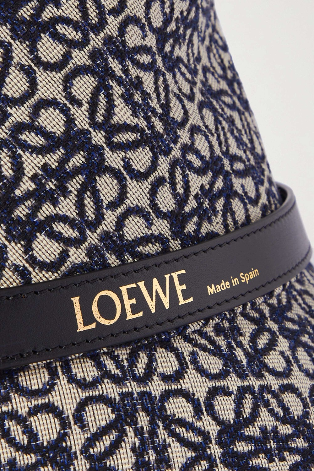 

LOEWE Жаккардовая панама из смесового хлопка с кожаной отделкой, военно-морской