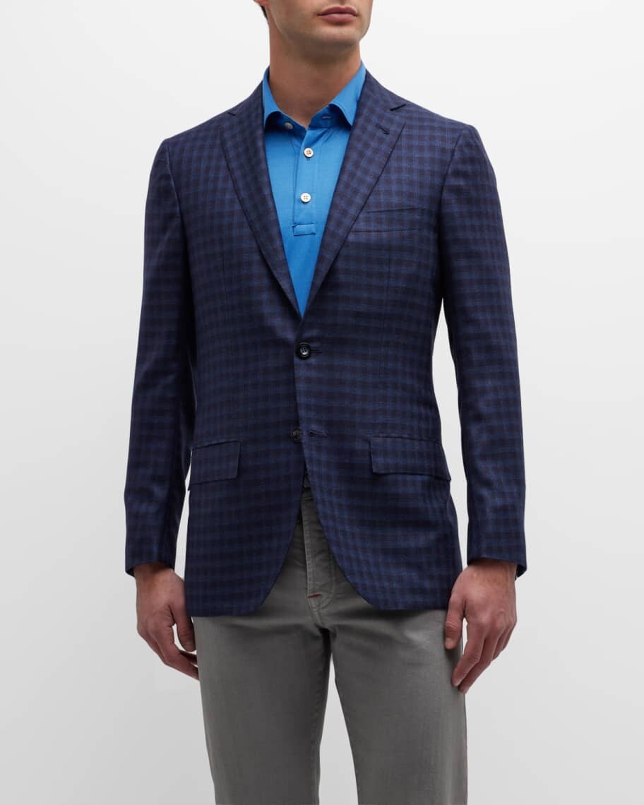 

Мужское спортивное пальто в тональную клетку Kiton, Черный