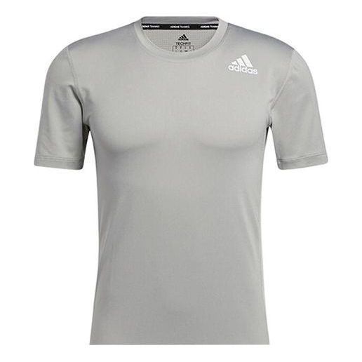 Футболка Men's adidas Solid Color Logo Printing Casual Round Neck Short Sleeve Gray T-Shirt, серый