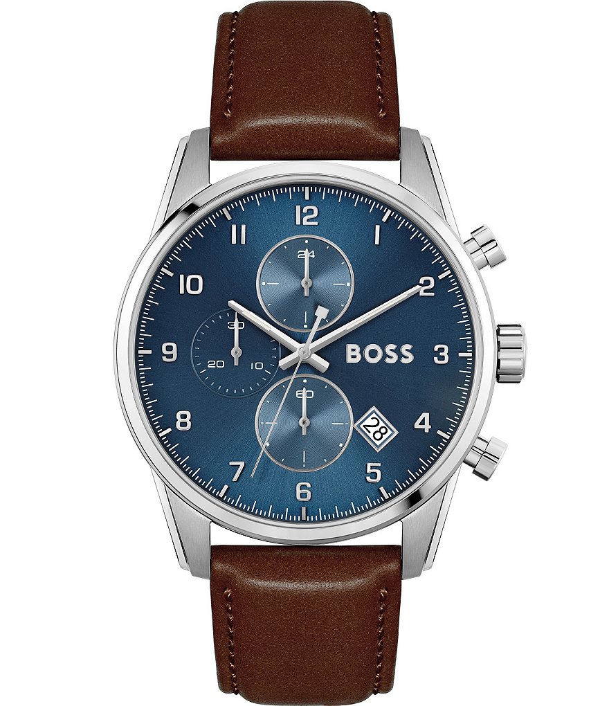 Мужские синие часы Hugo Boss Skymaster, коричневый