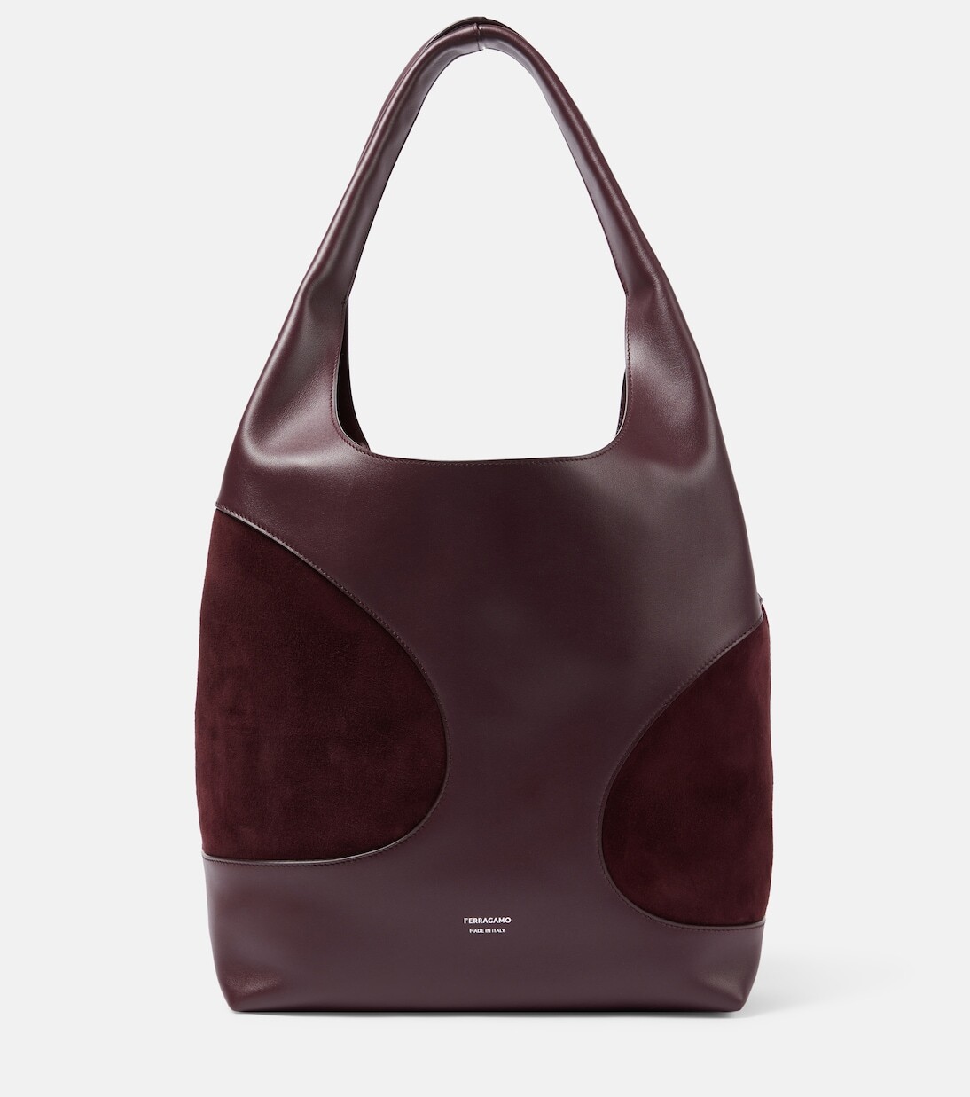 

Большая сумка-тоут из кожи и замши. Ferragamo, красный