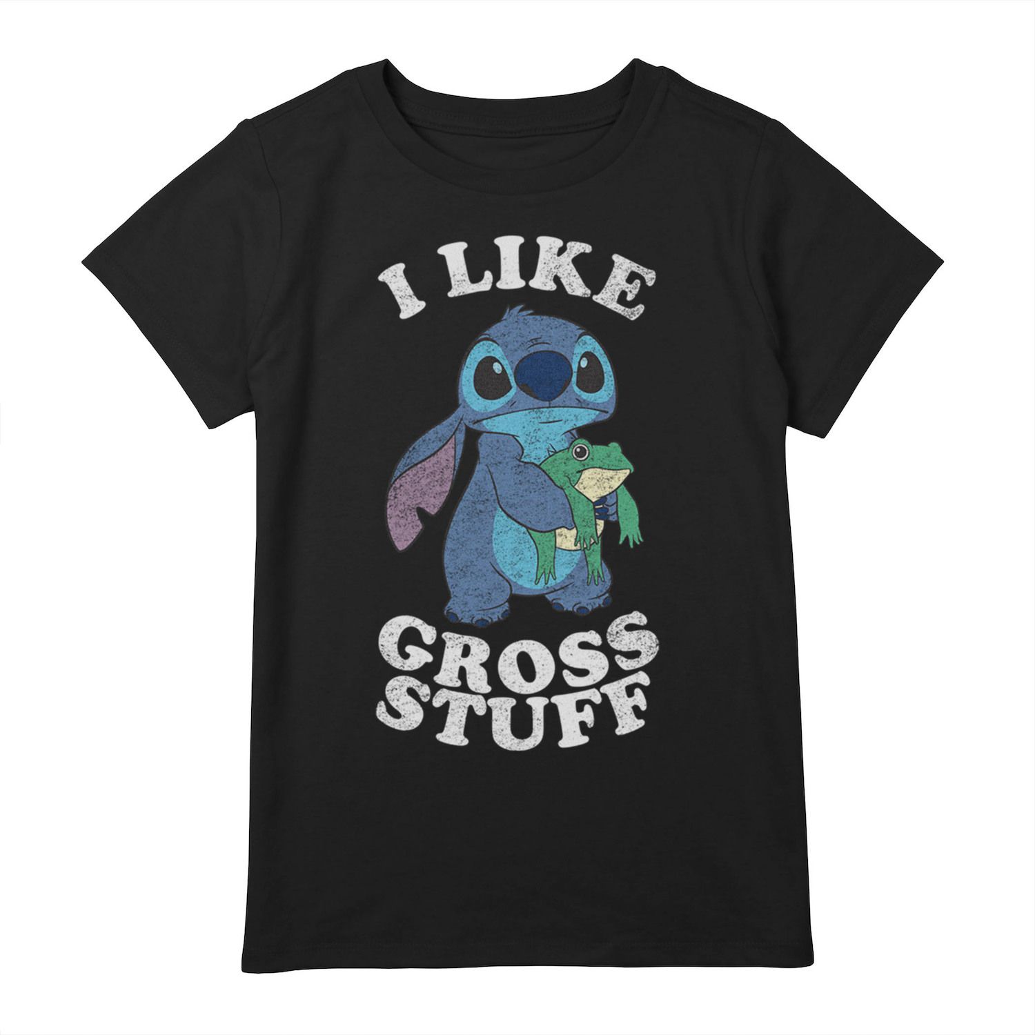 

Футболка Disney's Lilo & Stitch для девочек 7–16 лет с рисунком I Like Gross Stuff Stitch и Frog Frog Licensed Character