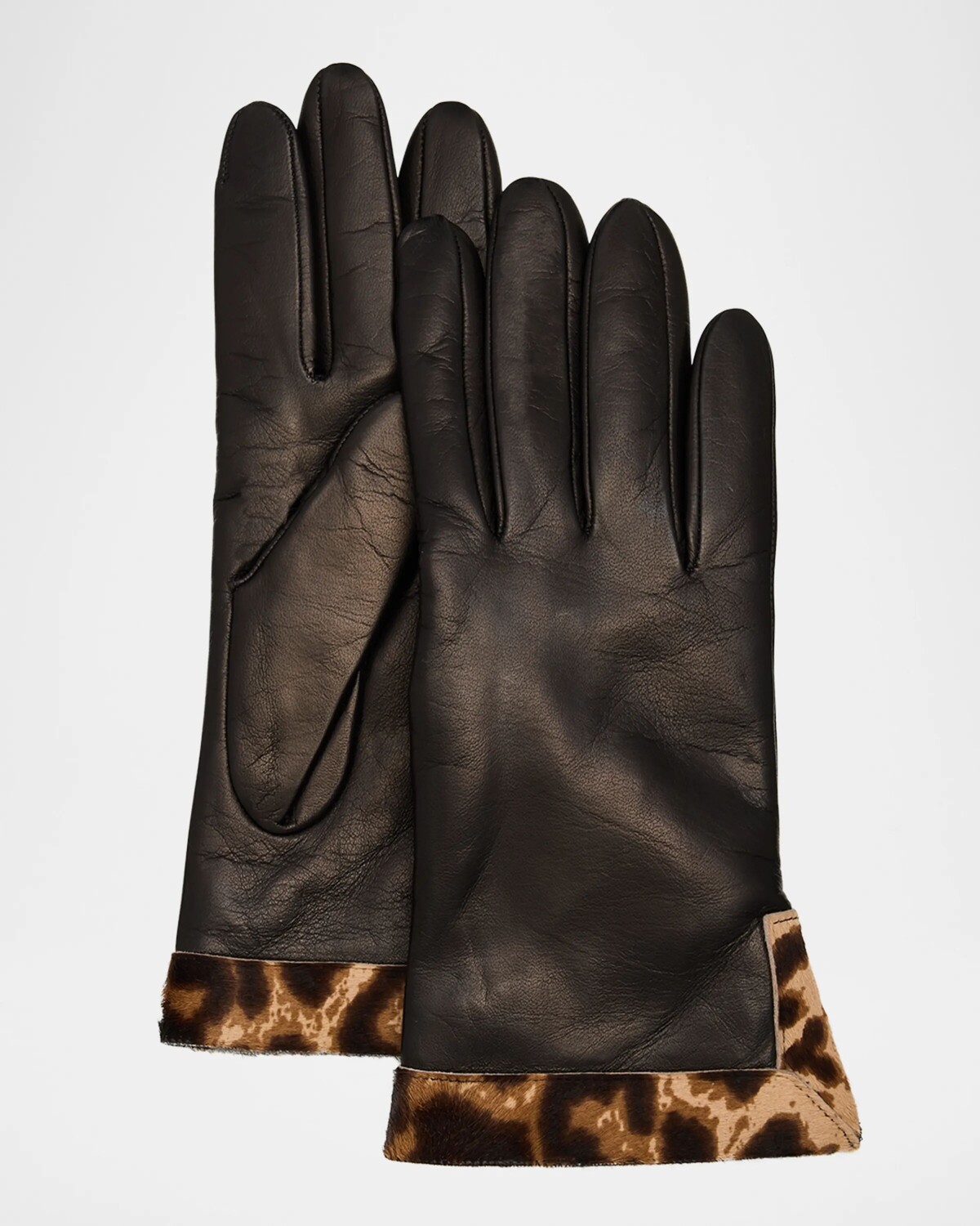 

Кожаные перчатки с отделкой в ​​виде гепарда Portolano, цвет Blk Leopard