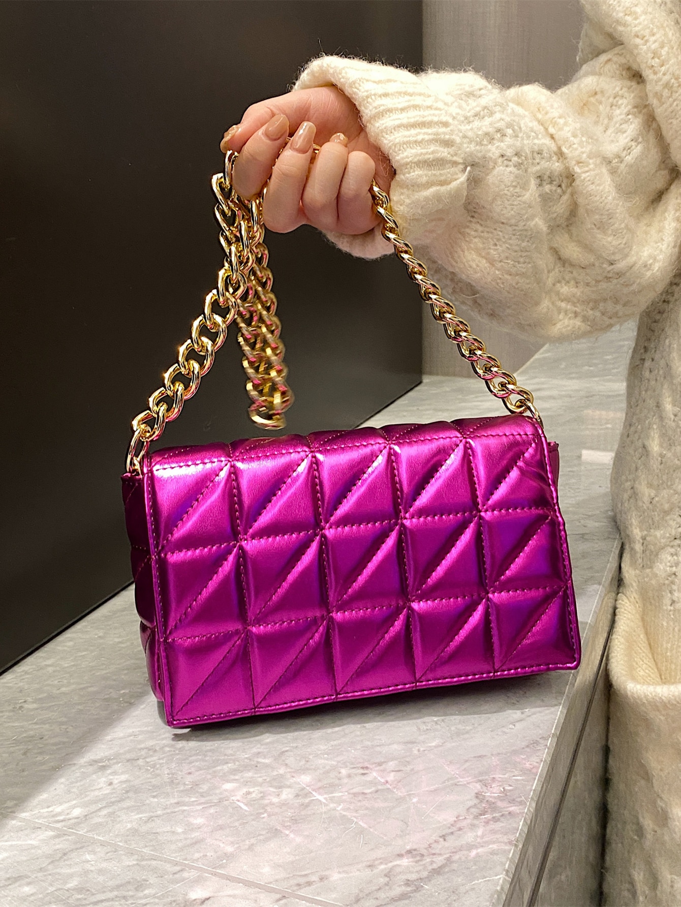 Водонепроницаемая Легкая деловая повседневная минималистичная квадратная сумка, ярко-розовый