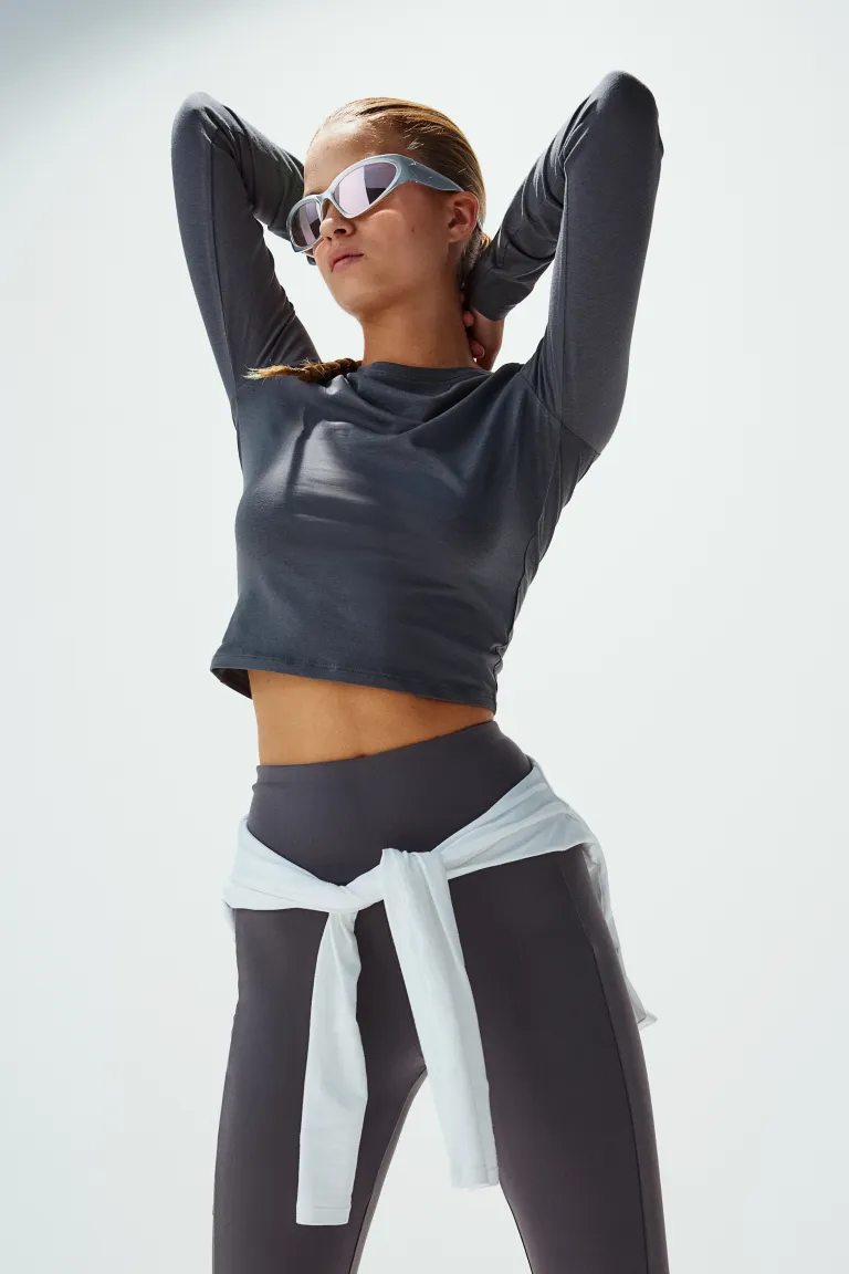 

Короткая блузка из джерси H&M, серый