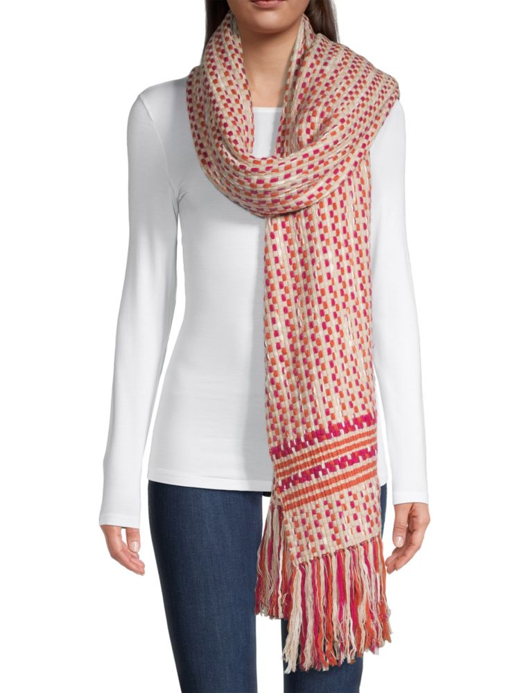 Большой разноцветный шарф из плетеной ткани Bajra, цвет Red Multi