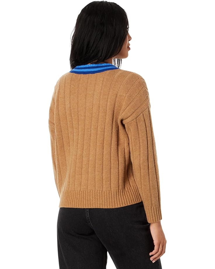 Свитер Madewell Tipped V-Neck Oversized Sweater, цвет Heather Caramel