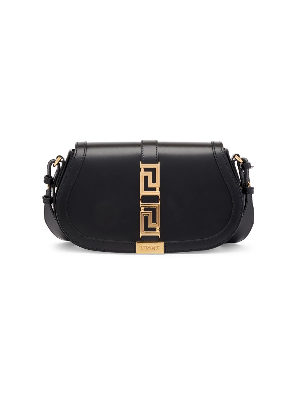 Кожаная сумка через плечо Greca Goddess Versace, черный