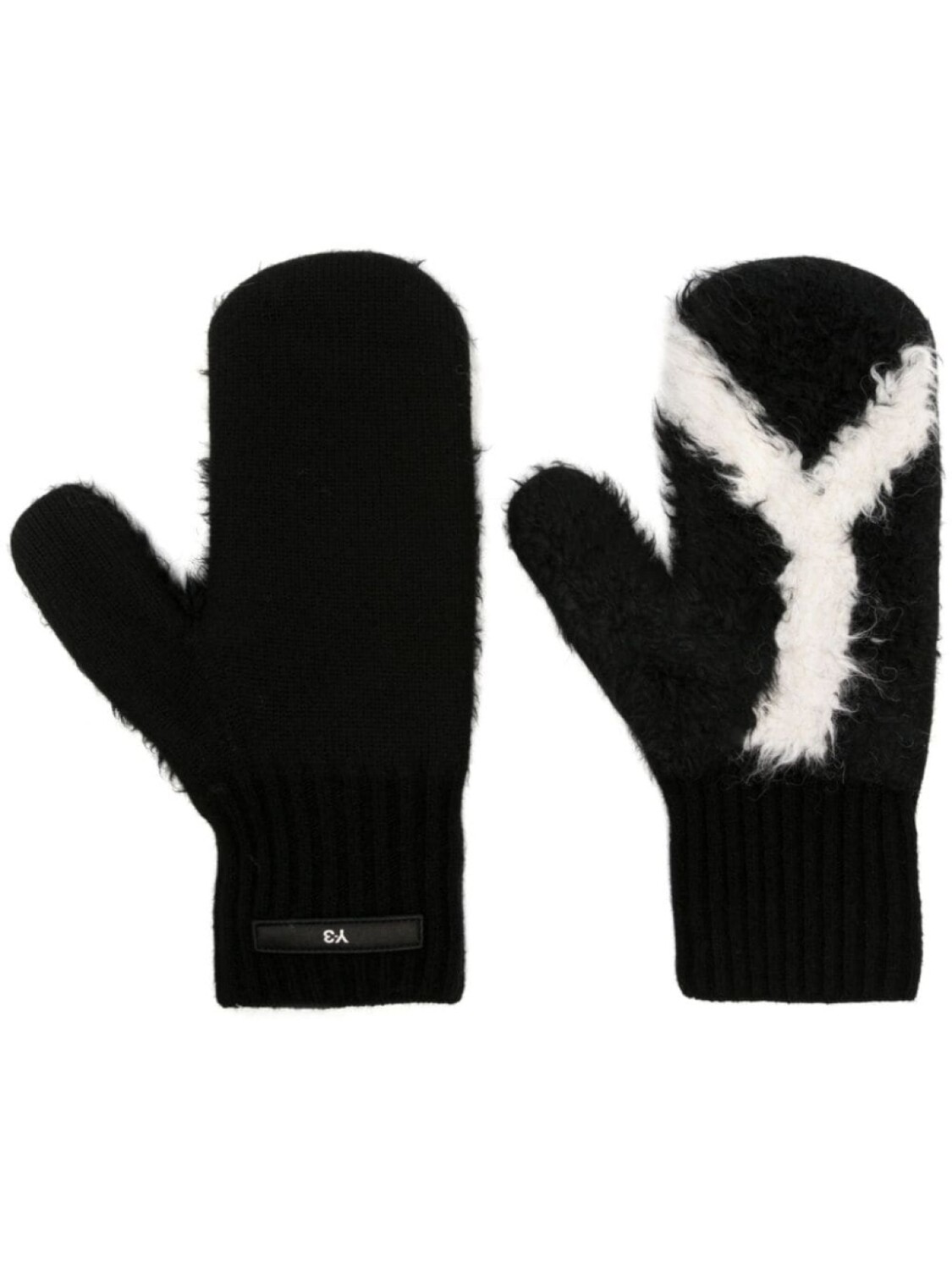 

Y-3 перчатки с искусственным мехом и нашивкой-логотипом, черный