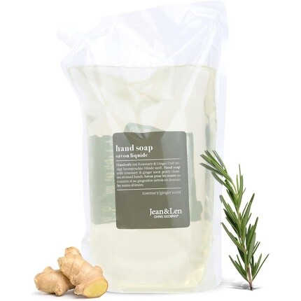 

Гель для душа и жидкое мыло для рук Jean & Len Rosemary & Ginger, сделано в Германии, сменная упаковка для веганского мыла, 1,5 л