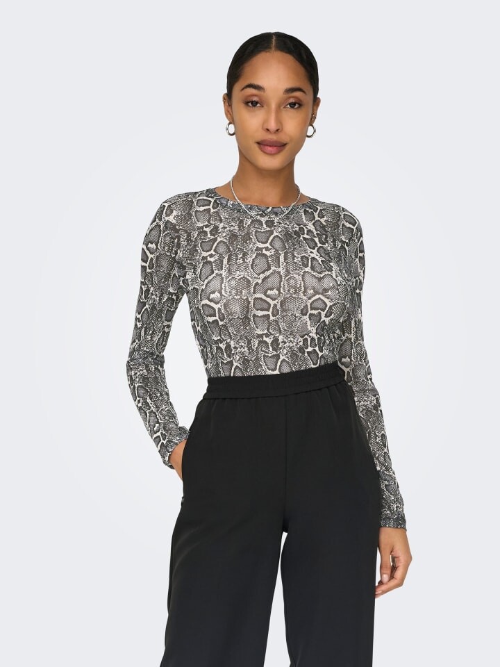 

Футболка JACQUELINE de YONG Langarmshirt Stretch Transparent Rundhals, серый