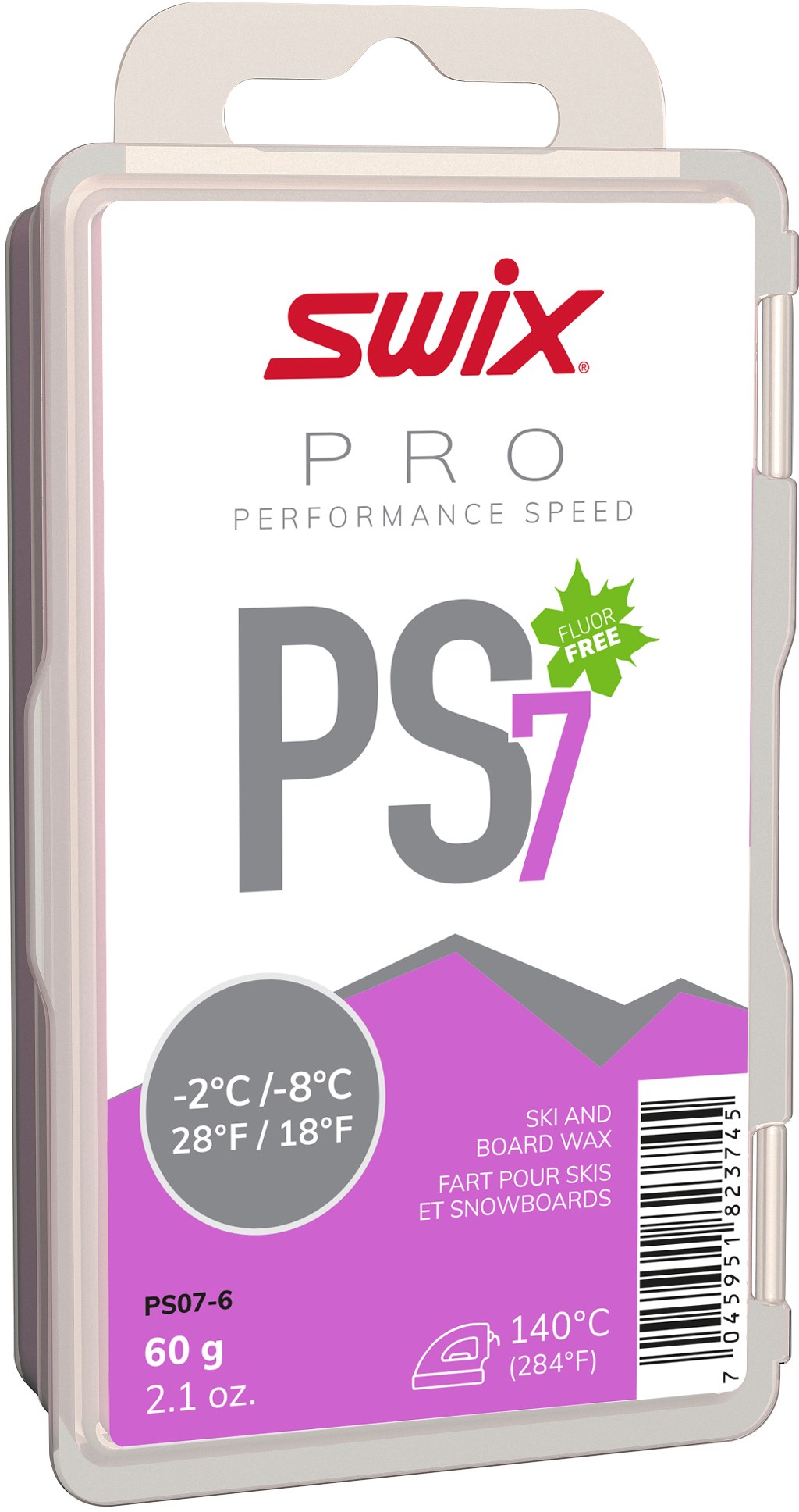 PS7 Фиолетовый воск для температуры от 18 до 28 градусов F — 60 г Swix мазь swix vr70 держан для б лыж темп 3 1 тверд 45гр красный vr070