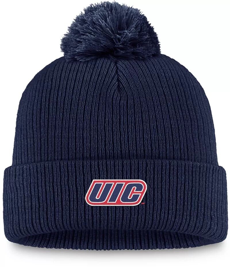 

Темно-синяя вязаная шапка с манжетами и помпонами Top of the World Chicago State Wildcats