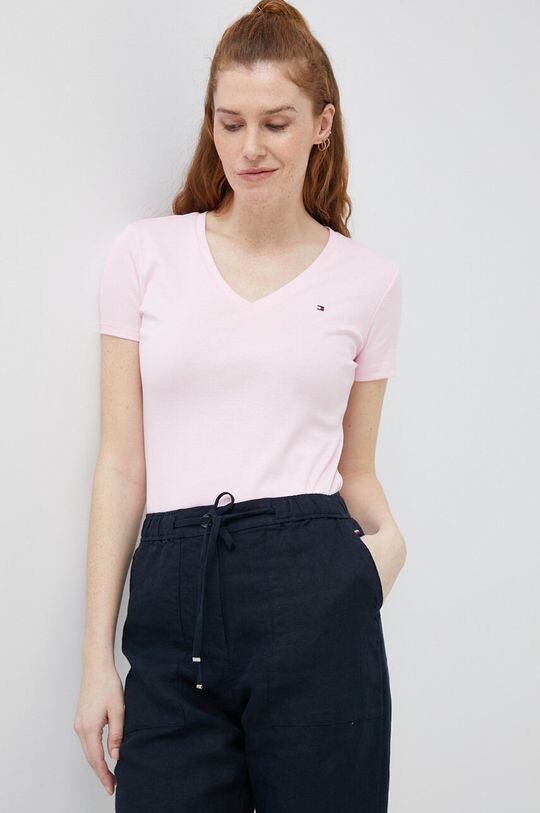 

Хлопковая футболка Tommy Hilfiger, розовый