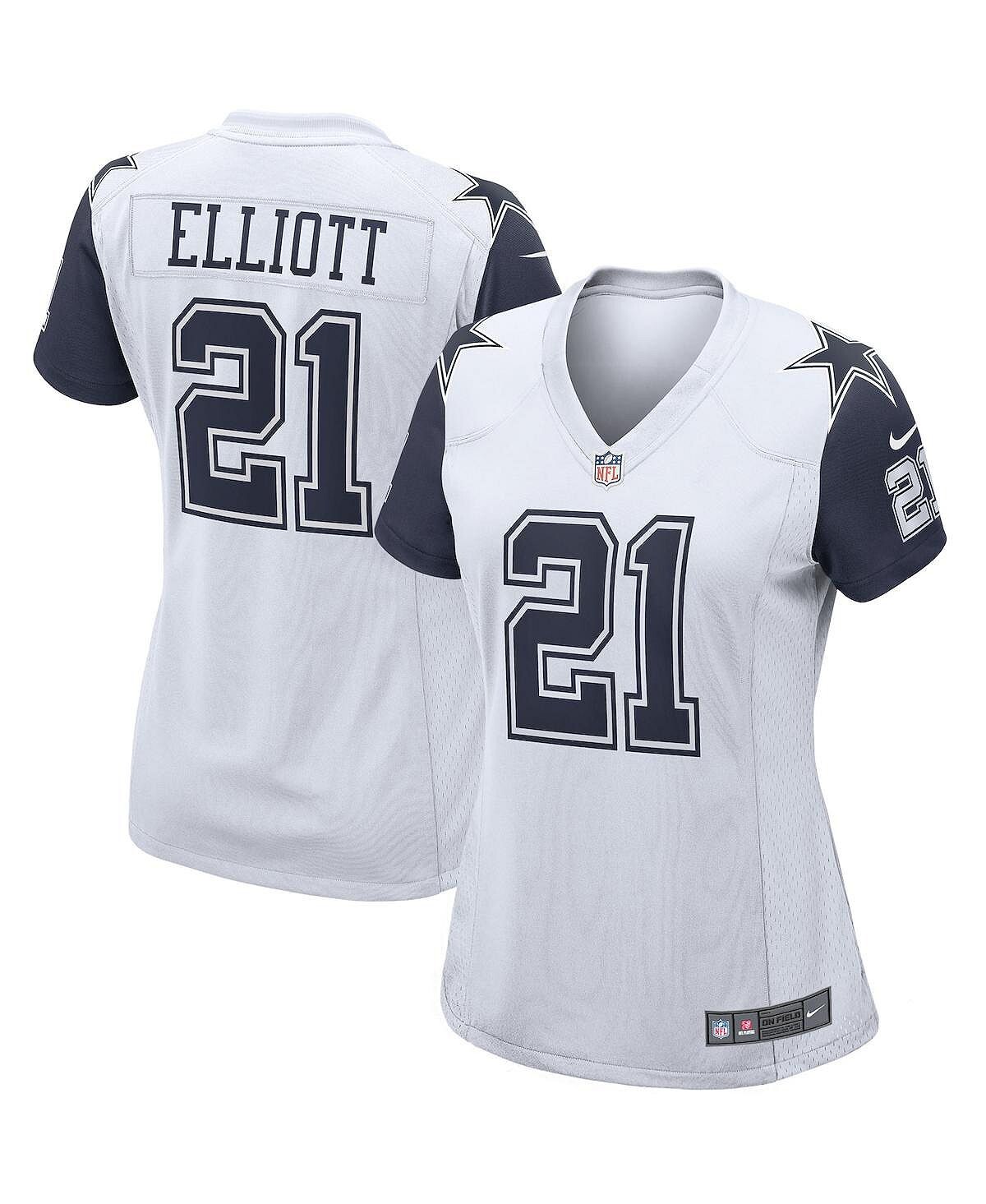 Женская футболка Ezekiel Elliott White Dallas Cowboys Alternate Game Nike, белый мужская футболка ezekiel elliott white dallas cowboys color rush legend player jersey nike белый