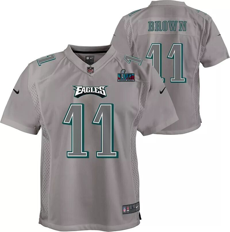 

Nike Youth Super Bowl LVII Bound Philadelphia Eagles A.J. Коричневый № 11 Атмосфера игры Джерси