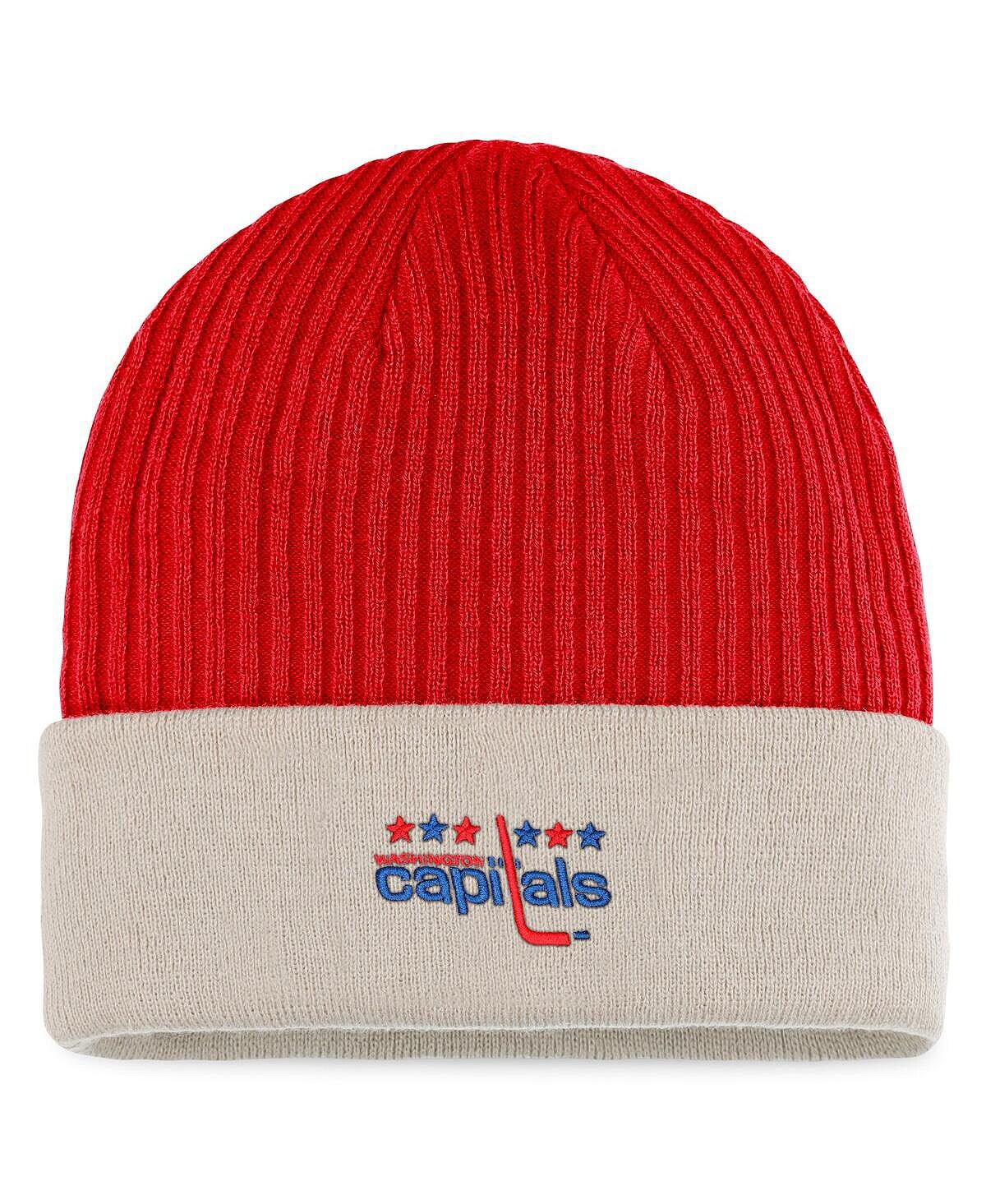 

Мужская фирменная красно-хаки Washington Capitals True Classic вязаная шапка с манжетами для игр на открытом воздухе Fanatics