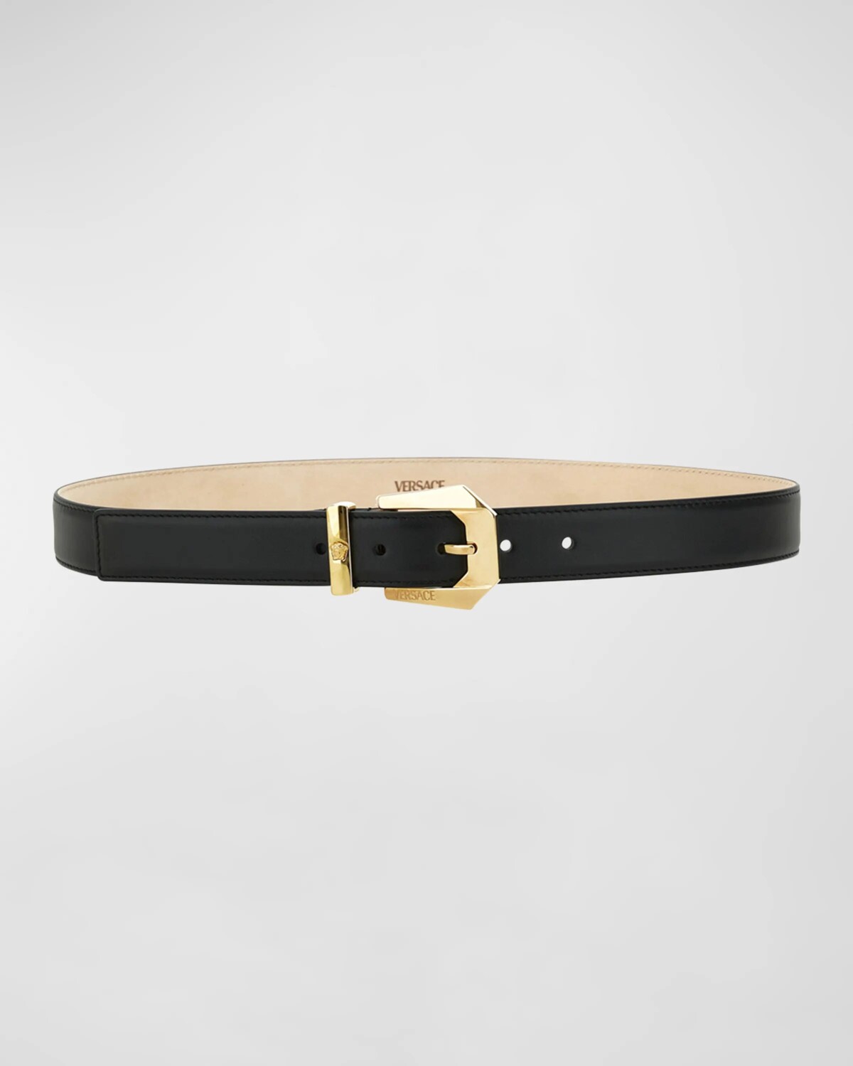 Ремень Medusa Heritage из кожи и латуни, цвет Black Versace Gold