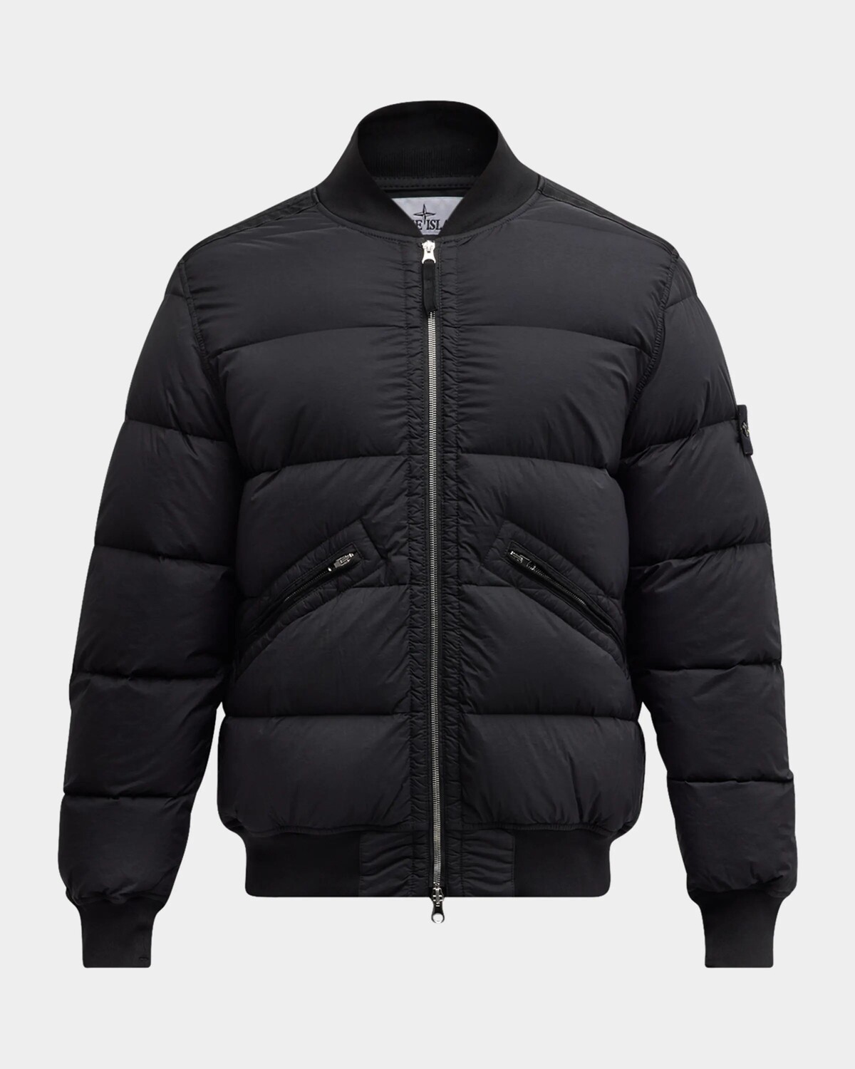 

Мужской пуховик с ребристыми манжетами Stone Island, черный
