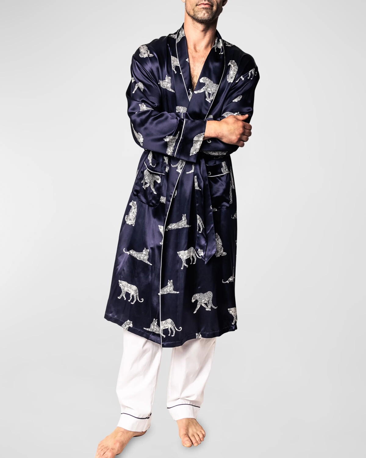 

Мужской шелковый халат Panthere de Nuit Petite Plume, цвет Navy