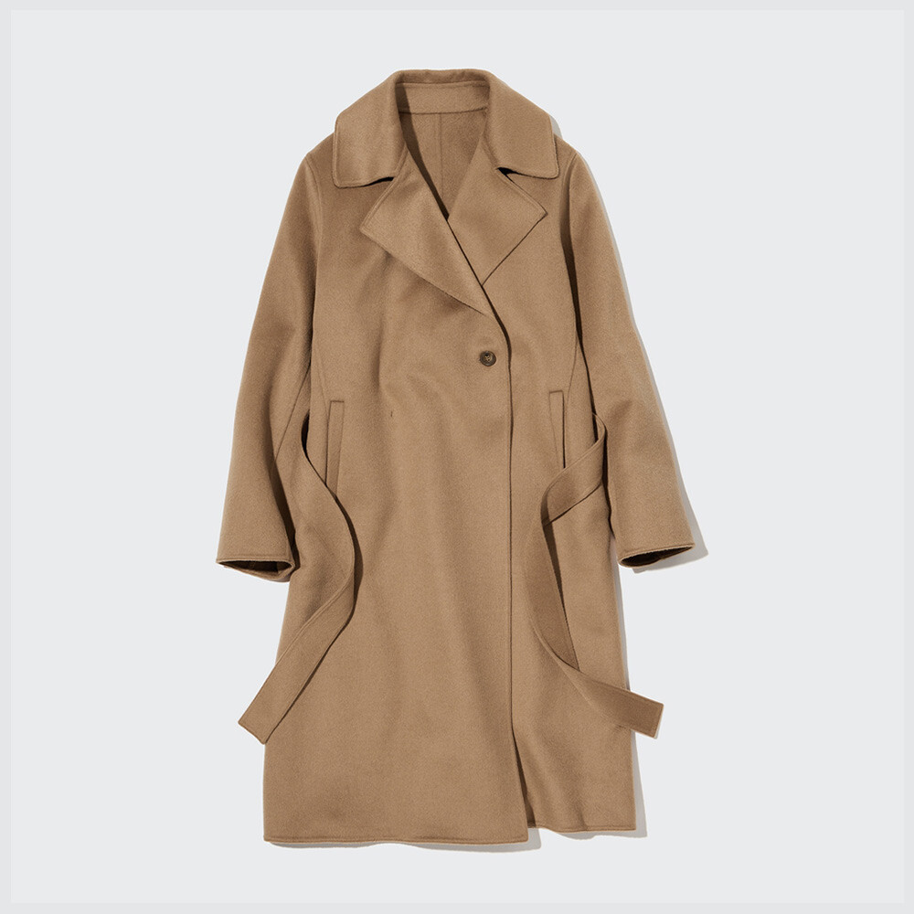 

Пальто Uniqlo длинное двустороннее шерстяное, темно-бежевый