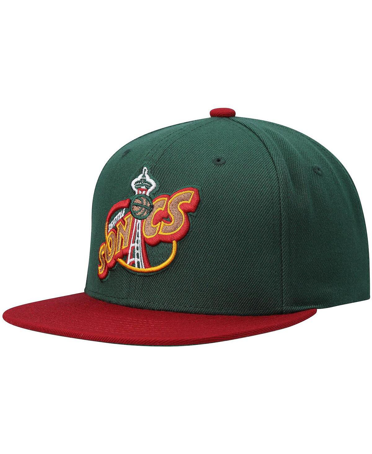 

Мужская зелено-красная кепка Seattle Supersonics Hardwood Classics Team Two-Tone 2.0 Snapback Mitchell & Ness