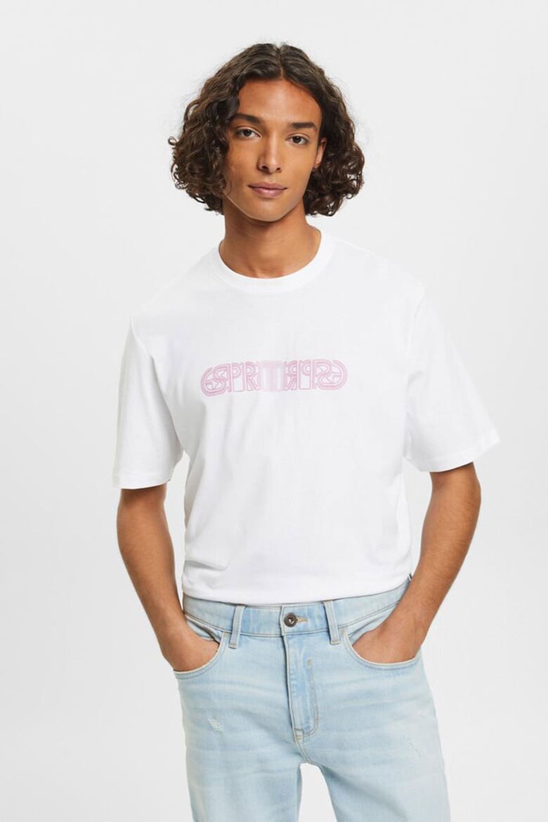 

Хлопковая футболка свободного кроя Esprit, белый