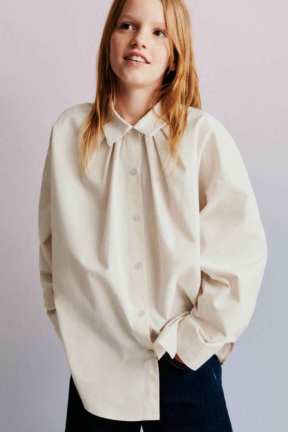 

Блузка оверсайз со склисками ZARA, камень
