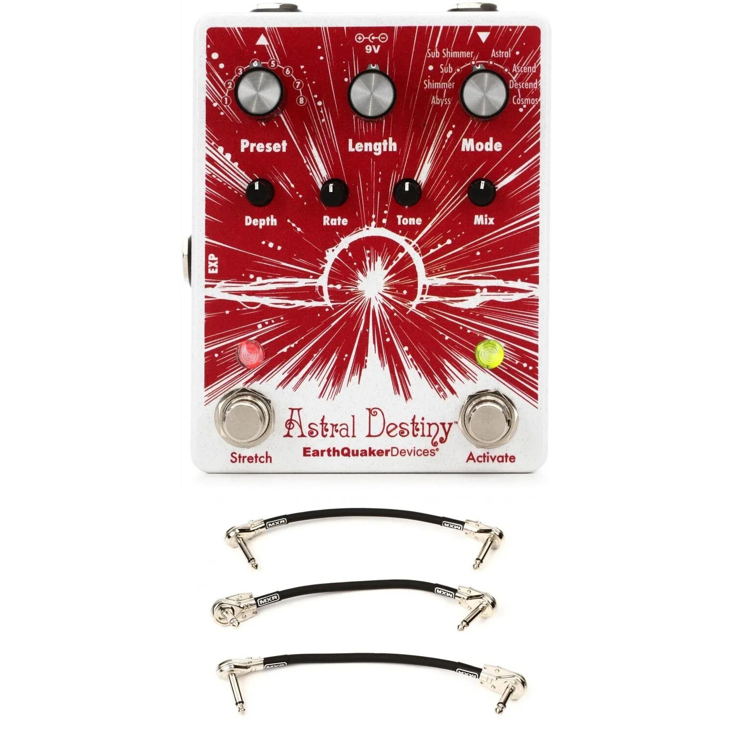 

Комплект из педали реверберации EarthQuaker Devices Astral Destiny и 3 соединительных кабелей