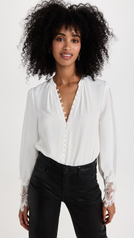 

Блуза L'AGENCE Ava Lace Cuff, слоновая кость